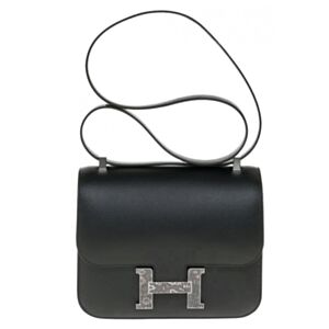 Hermes Constance 18 Mini Bag Epsom Leather Lizard Buckle Black