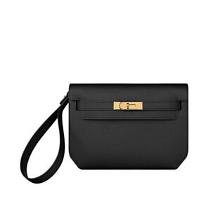 Hermes Kelly Depeches 25 Pouch Black