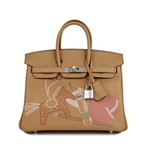 Hermes Birkin 25 In & Out Biscuit Swift Palladium Hardware Coffee