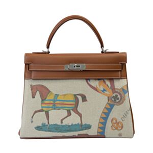 Hermes Covers and Daywear Returns Kelly 32cm of Fauve Barenia Leather Coffee