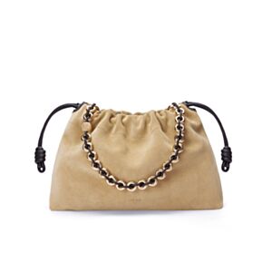 Loewe Large Flamenco Purse In Suede Calfskin Apricot