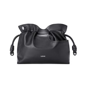 Loewe Panta Medium Flamenco Clutch In Shiny Calfskin Black