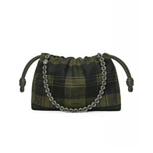 Loewe Medium Flamenco Purse In Tartan Suede Green