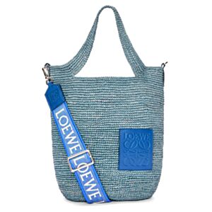 Loewe Mini Slit Bag In Raffia And Calfskin 