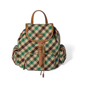 Miu Miu Plaid And Leather Backpack 5BZ042