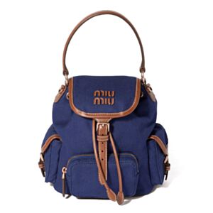 Miumiu Canvas And Leather Backpack 5BZ043 