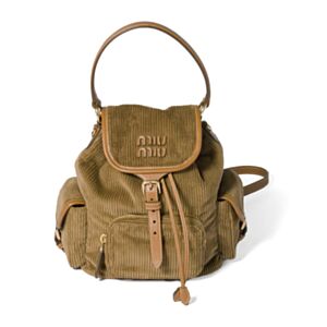 Miu Miu Corduroy Backpack 5BZ043 Apricot