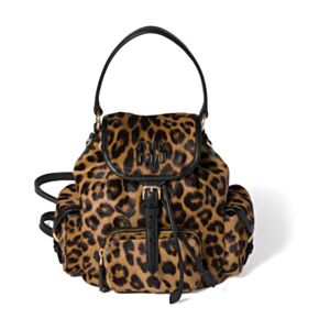 Miu Miu Printed Leather Backpack 5BZ043 Coffee
