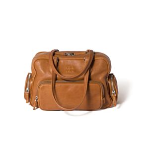 Miu Miu Pocket Nappa Leather Top-Handle Bag Coffee