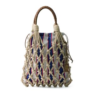 Prada Noue Medium Cotton Macrame Bag 1BC111 Blue