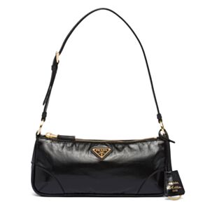 Prada Re-Edition 2002 Small Leather Shoulder Bag 1BC201 Black