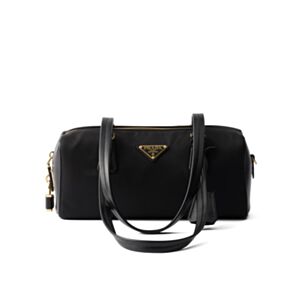 Prada Re-Nylon And Leather Medium Top-handle Bag With Padlock 1BB127 Black