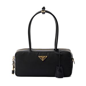 Prada Re-Nylon And Leather Small Top-handle Bag With Padlock 1BB133 Black