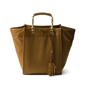 Prada Medium Re-Nylon And Leather Tote Bag Coffee
