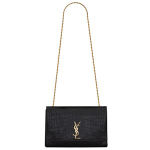 Saint Laurent Reversible Kate Medium In Crocodile-Embossed Leather Black