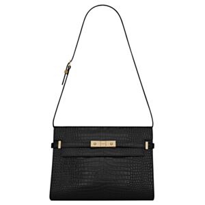 Saint Laurent Manhattan Shoulder Bag In Crocodile-embossed Shiny Leather 579271 Black