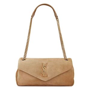 Saint Laurent Calypso Small Suede Shoulder Bag Fawn