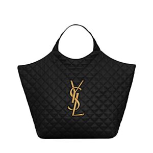 Saint Laurent Icare Maxi Shopping Bag In Quilted Lambskin Black