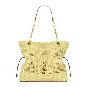 Saint Laurent Jamie Shopping In Raffia Apricot