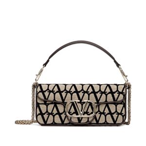 Valentino Loco Toile Iconographe Shoulder Bag Dark Coffee