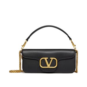 Valentino Vlogo Signature Calfskin Shoulder Bag Black