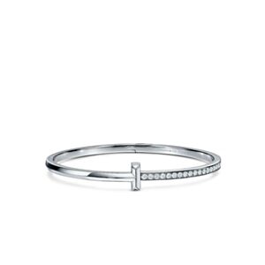Tiffany Women's T1 Narrow Diamond Hinged Bangle Silver