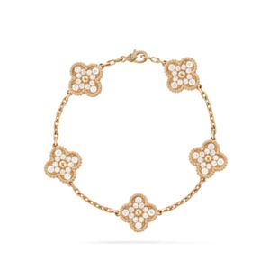 Van Cleef & Arpels Women's Vintage Alhambra Bracelet, 5 Motifs Red