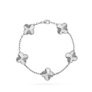 Van Cleef & Arpels Women's Vintage Alhambra Bracelet, 5 Motifs Silver