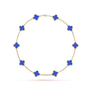 Van Cleef & Arpels Women's Vintage Alhambra Necklace, 10 Motifs Blue