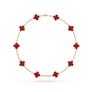 Van Cleef & Arpels Women's Vintage Alhambra Necklace, 10 Motifs Red