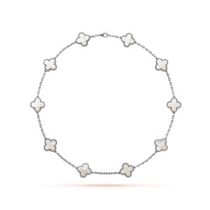 Van Cleef & Arpels Women's Vintage Alhambra Necklace, 10 Motifs Silver