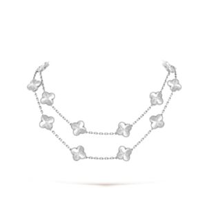 Van Cleef & Arpels Women's Vintage Alhambra Long Necklace, 20 Motifs Silver