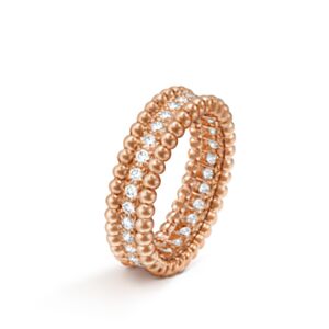 Van Cleef & Arpels Women's Perlee Diamonds Ring, 1 Row Red