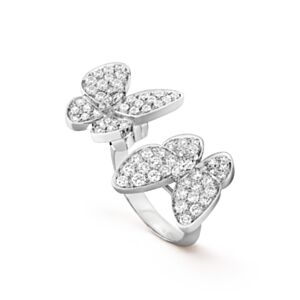 Van Cleef & Arpels Women's Two Butterfly Between The Finger Ring Silver