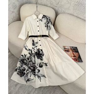 Christian Dior Women's Printed Dress Cream
