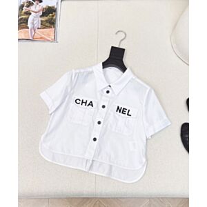 Chanel Women's Embroidered Short-sleeved Shirt White