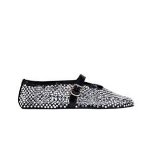 Alaia Women's Ballet Flats In Fishnet And Strass Black