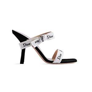 Christian Dior Women's J'Adior Embroidered Cotton Lace-Up Heeled Sandals Cream