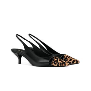 Celine Judy Calfskin And Leopard Print Plush Calfskin Crossbody Slingback Black