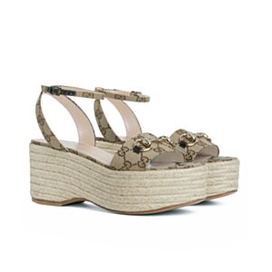 Gucci Women's Horsebit Lace-up Shoes Apricot