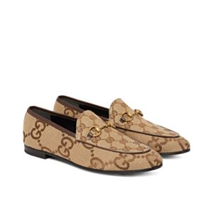 Gucci Women's Jordaan Maxi GG Canvas Loafers Apricot