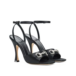Gucci Women's Sandal With Crystal Horsebit Black