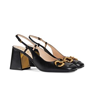 Gucci Women's Mid-heel Slingback With Horsebit Black