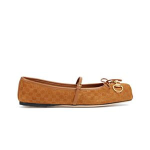 Gucci Women's Horsebit Ballet Flat 814413 Coffee