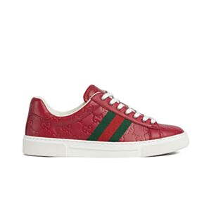 Gucci Unisex Ace Sneaker With Web 757943 Red