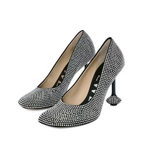Loewe Toy Pumps Made Of Suede And Rhinestones Black