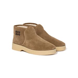 Miu Miu Women's Suede And Shearling Slip-On Booties 5T558
