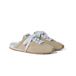 Miumiu Plume Suede Mules Apricot