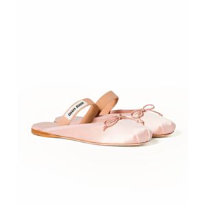 Miumiu Satin Mary Jane Ballerina Mules Pink