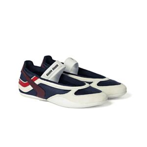 Miumiu Gymnasium Technical Fabric And Suede Ballet Flats